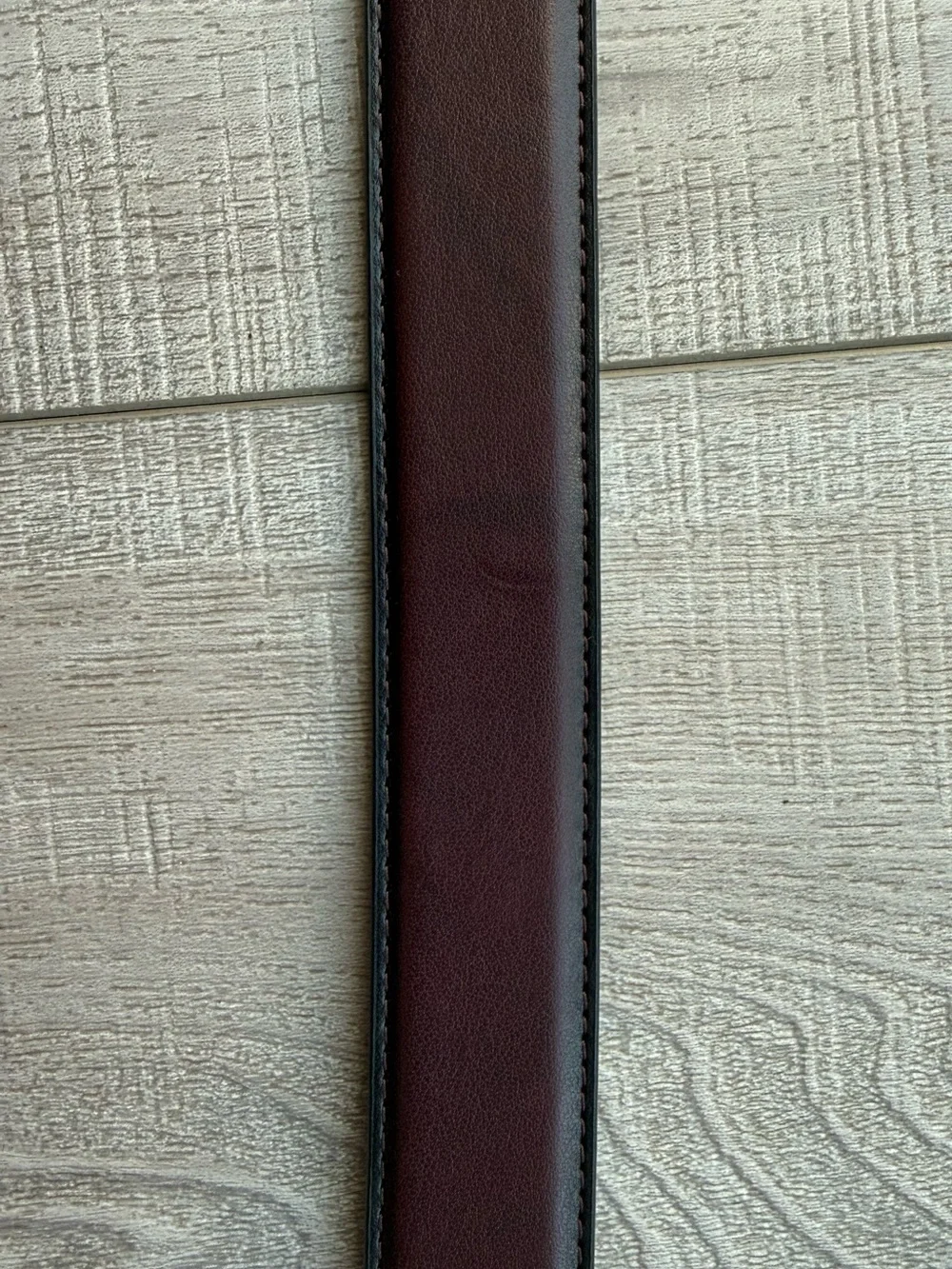 Genuine Leather Men's Double-Sided Black/Burgundy Belt